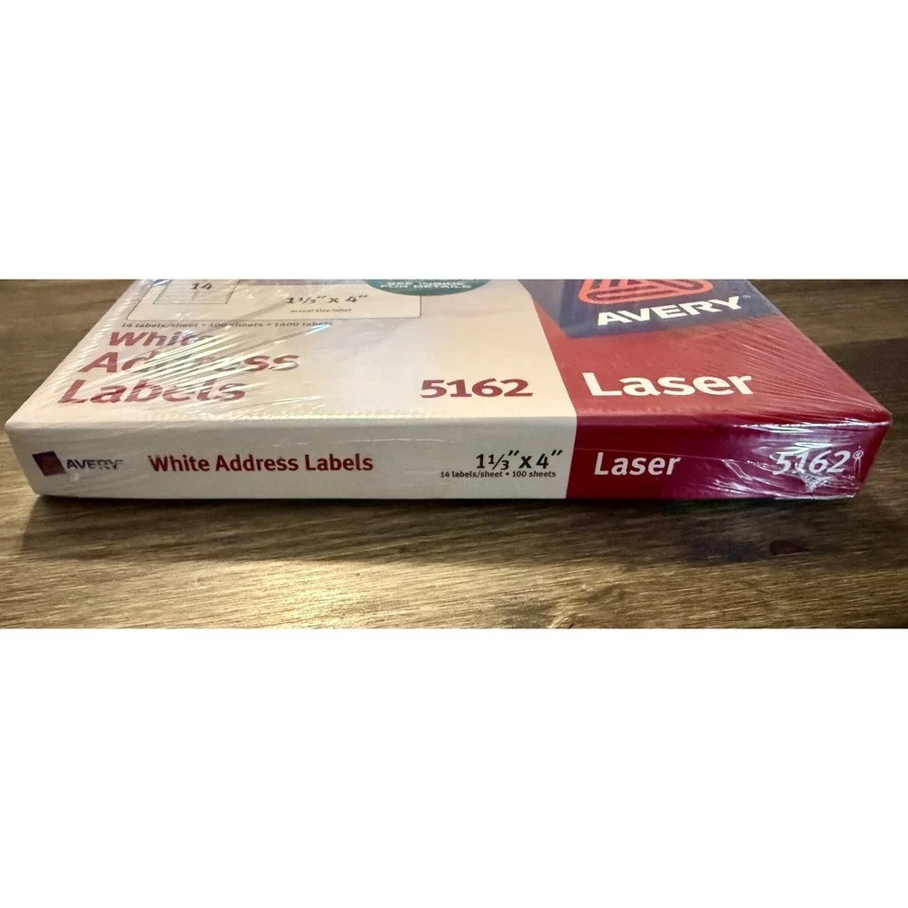 Avery 5162 Address Labels Unisex 1.33x4 White New 1400 Count Laser Jam-Free